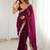 Purple embellished sequinned satin heavy work saree