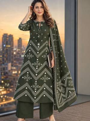 women ethnic motifs embroidered regular mirror work  cotton kurta with palazzos & with 1