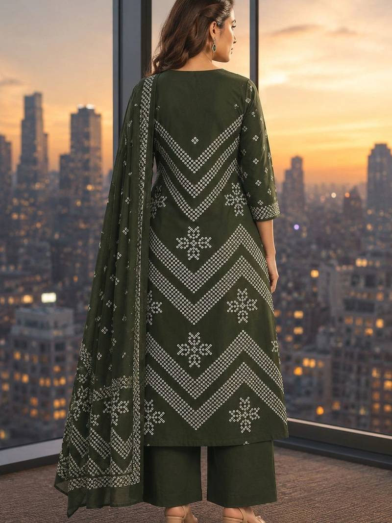 women ethnic motifs embroidered regular mirror work  cotton kurta with palazzos & with