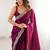 Purple embellished sequinned satin heavy work saree