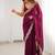 Purple embellished sequinned satin heavy work saree