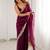 Purple embellished sequinned satin heavy work saree