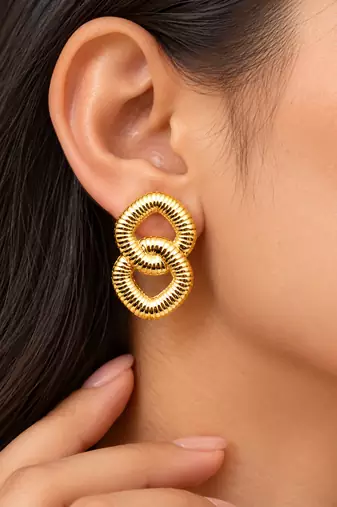 Anti-tarnish, ribbed texture, statement studs, bold knot design, women's jewellery
