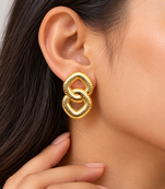 Anti-tarnish, ribbed texture, statement studs, bold knot design, women's jewellery