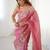Pink floral embroidered tissue saree