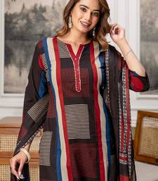 women embroidered sequinned  cotton kurta with trousers & with dupatta