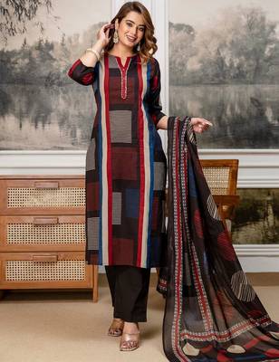 women embroidered sequinned  cotton kurta with trousers & with dupatta 6
