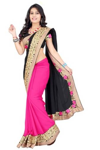 black embroidered georgette saree with blouse