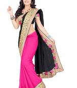 black embroidered georgette saree with blouse