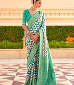 Green zari silk blend banarasi saree