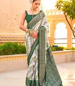 Off white woven design zari silk blend designer banarasi saree