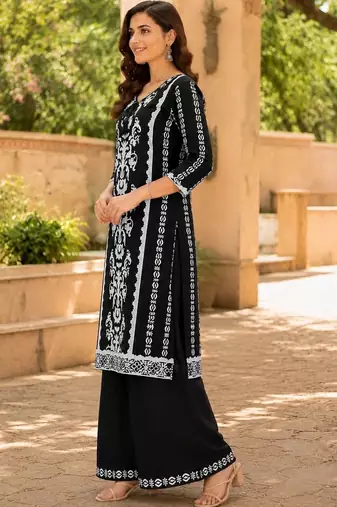 women ethnic motifs printed regular  cotton kurta with palazzos & with dupatta