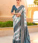 Off white woven design zari silk blend banarasi saree