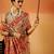 Beige women paisely printed silk cotton saree