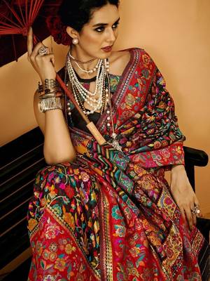 Black floral silk cotton saree 4