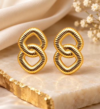 Anti-tarnish, ribbed texture, statement studs, bold knot design, women's jewellery 2