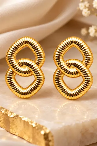 Anti-tarnish, ribbed texture, statement studs, bold knot design, women's jewellery