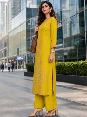 women ethnic motifs embroidered regular thread work  cotton kurta with palazzos 4