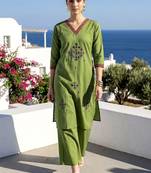 women ethnic motifs embroidered regular thread work  cotton kurta with palazzos
