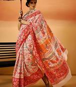 Pink floral silk cotton saree