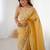 Mustard floral embroidered tissue saree