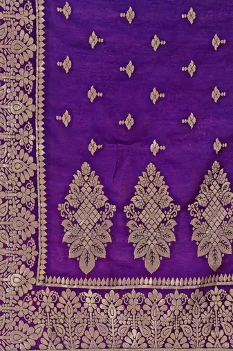 embroidered regular chanderi cotton kurta with trousers & dupatta