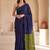 Navy blue embellished sequinned  cotton designer khadi saree