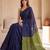 Navy blue embellished sequinned  cotton designer khadi saree
