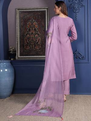 floral embroidered  cotton straight kurta with trousers & dupatta 5