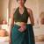 Green embellished sequinned  cotton designer khadi saree