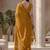 Mustard sequinned  cotton designer khadi saree