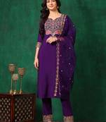 women ethnic motifs embroidered kurta with trousers & dupatta
