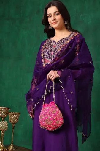 women ethnic motifs embroidered kurta with trousers & dupatta