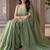 Sea green embellished sequinned  cotton designer khadi saree