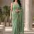 Sea green embellished sequinned  cotton designer khadi saree