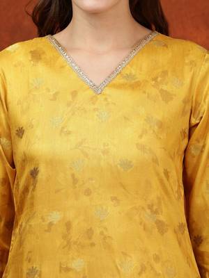 floral printed v-neck straight kurta with trousers & dupatta 2