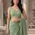 Sea green embellished sequinned  cotton designer khadi saree