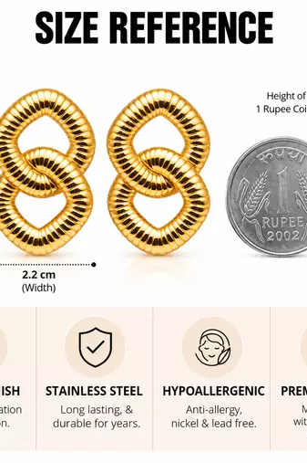 Anti-tarnish, ribbed texture, statement studs, bold knot design, women's jewellery