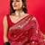 Red bandhani woven design zari border saree