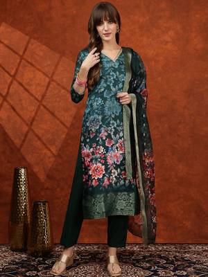 women floral printed regular kurta with trousers & dupatta 1