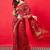 Red bandhani woven design zari border saree