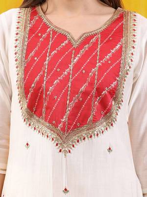women embroidered kurta with trousers & dupatta 2
