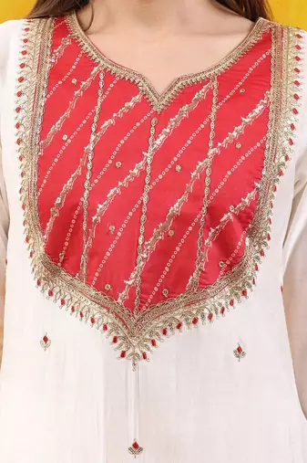 women embroidered kurta with trousers & dupatta
