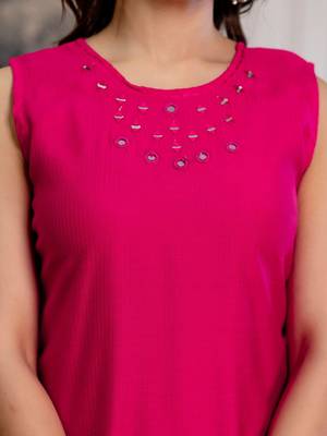 women regular mirror work kurta with palazzos 3