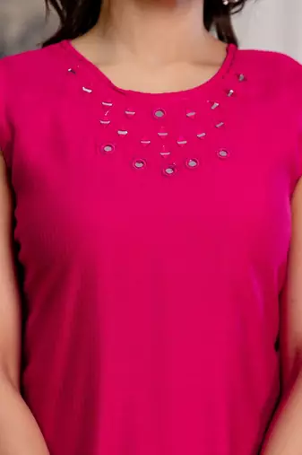 women regular mirror work kurta with palazzos