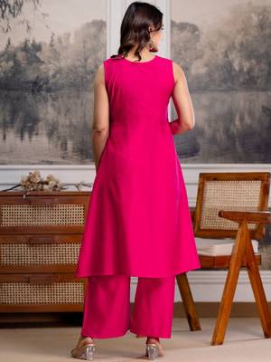 women regular mirror work kurta with palazzos 4