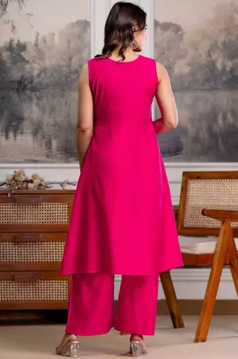 women regular mirror work kurta with palazzos