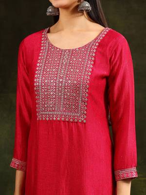 floral embroidered swarovski work kurta with trousers and dupatta 2