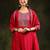floral embroidered swarovski work kurta with trousers and dupatta