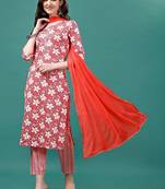 women floral printed kurta with trousers & with dupatta
